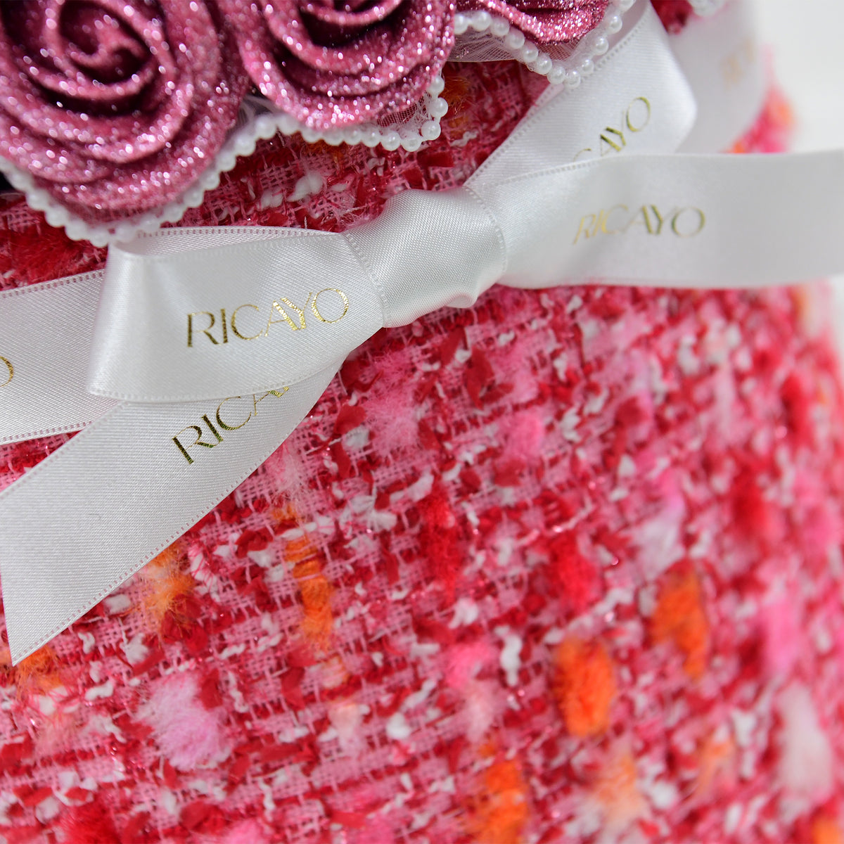 AKANE pink Jewelry Tweed bowl bouquet ribbon detail by RICAYO