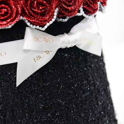 KUROHA black Jewelry Tweed bowl bouquet ribbon detail by RICAYO